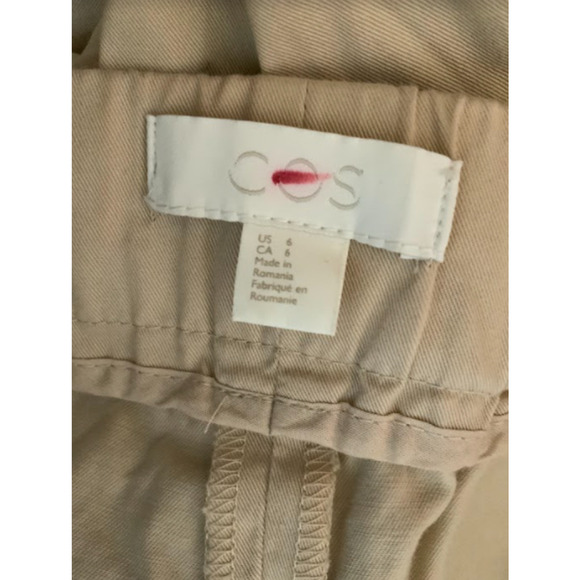 COS Khaki Pants Womens 6 Flat Front Stretch Casual Officewear Minimalist Pull On - Picture 6 of 7